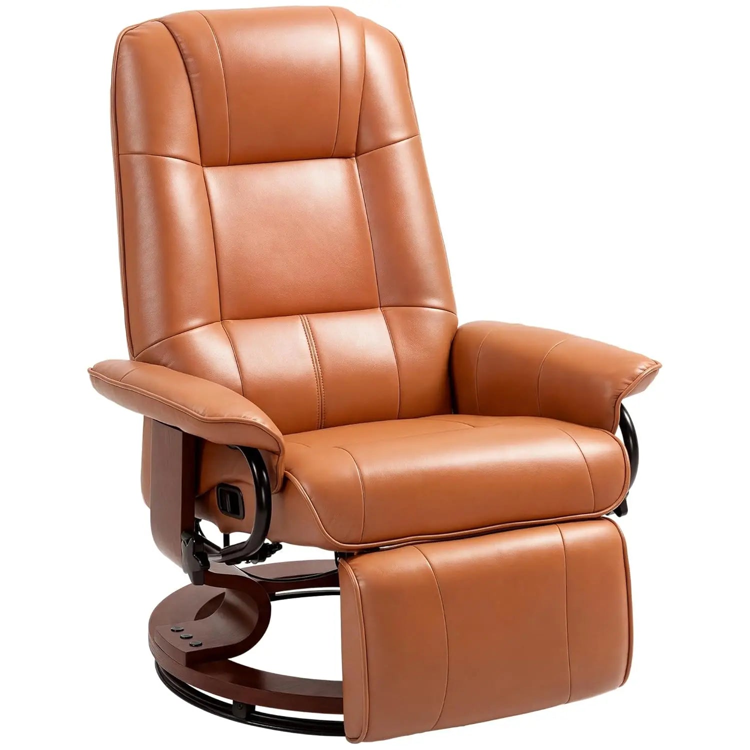 Faux Leather Recliner Chair Manual Swivel Lounge Chair With Footrest
