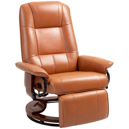 Faux Leather Recliner Chair Manual Swivel Lounge Chair With Footrest