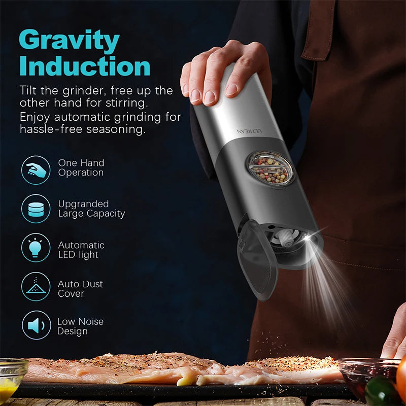 Electric Salt and Pepper Grinder Stainless Steel Adjustable Fineness