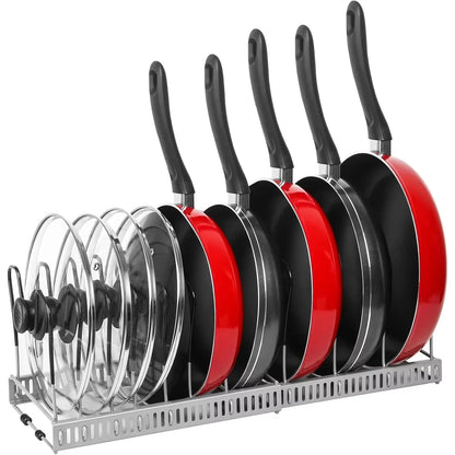 Pots and Pans Storage Rack Expandable Cabinet Organizer 6 Shelves
