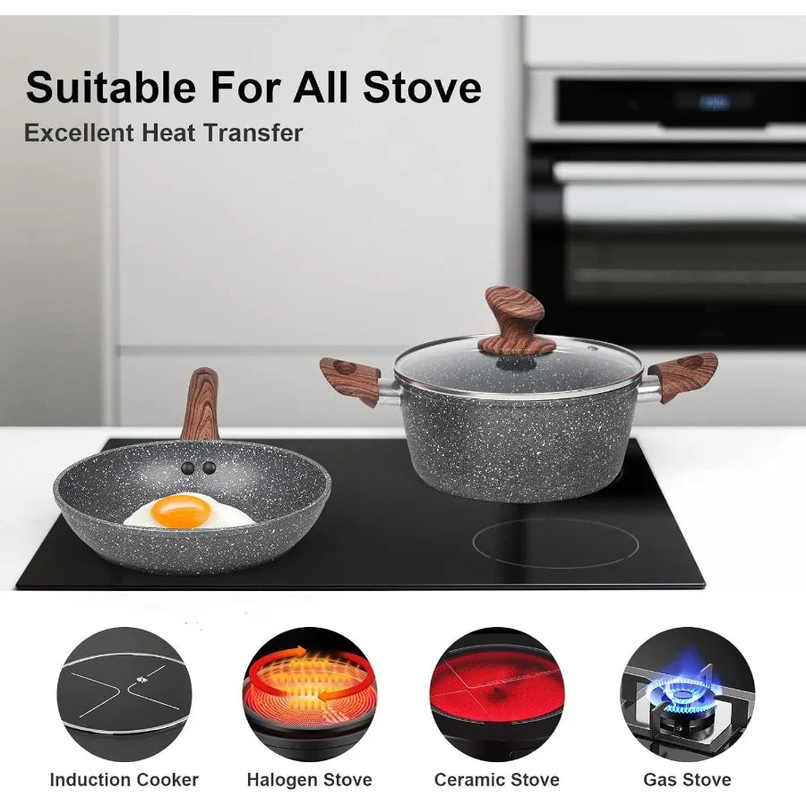 Granite Cookware Set 11 Piece Die Cast Pots and Pans Induction