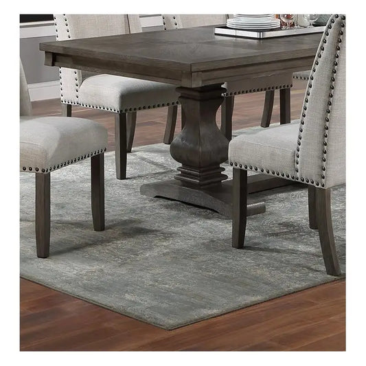 9 Piece Dining Set Traditional Oak Finish Pedestal Base Leaf Extension