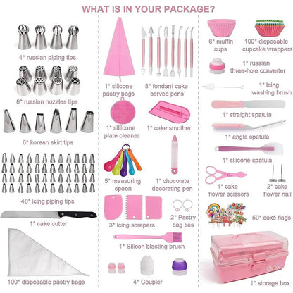Cake Decorating Set 359pcs Baking Supplies 66 Tips Piping Bags
