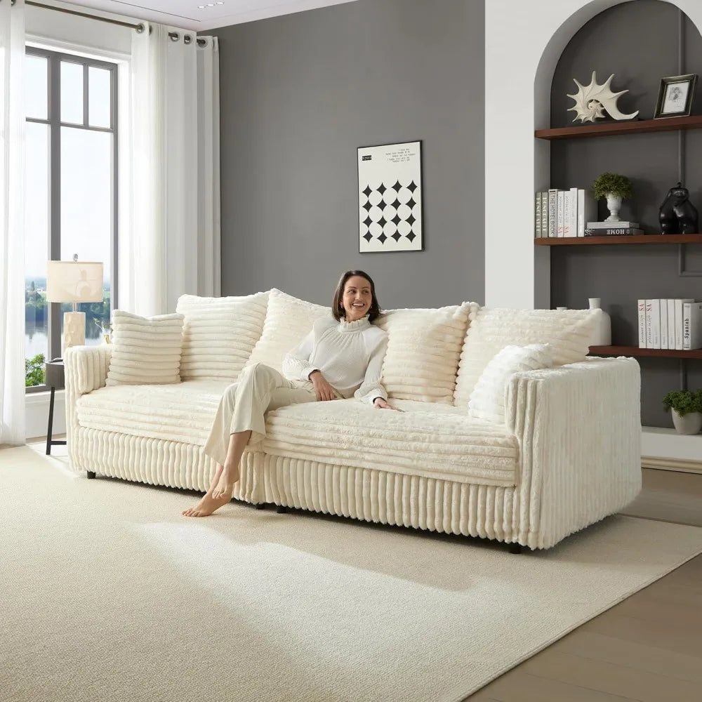 Oversized Cloud Couch Convertible 4 Seat Corduroy Sofa