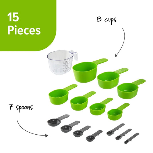 15 Piece Magnetic Measuring Set Nested Cups and Spoons, BPA Free,  Dishwasher Safe