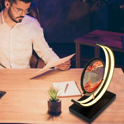 Moving Sand Art Lamp 3D Motion Sand Picture 3 Colors Decor Light