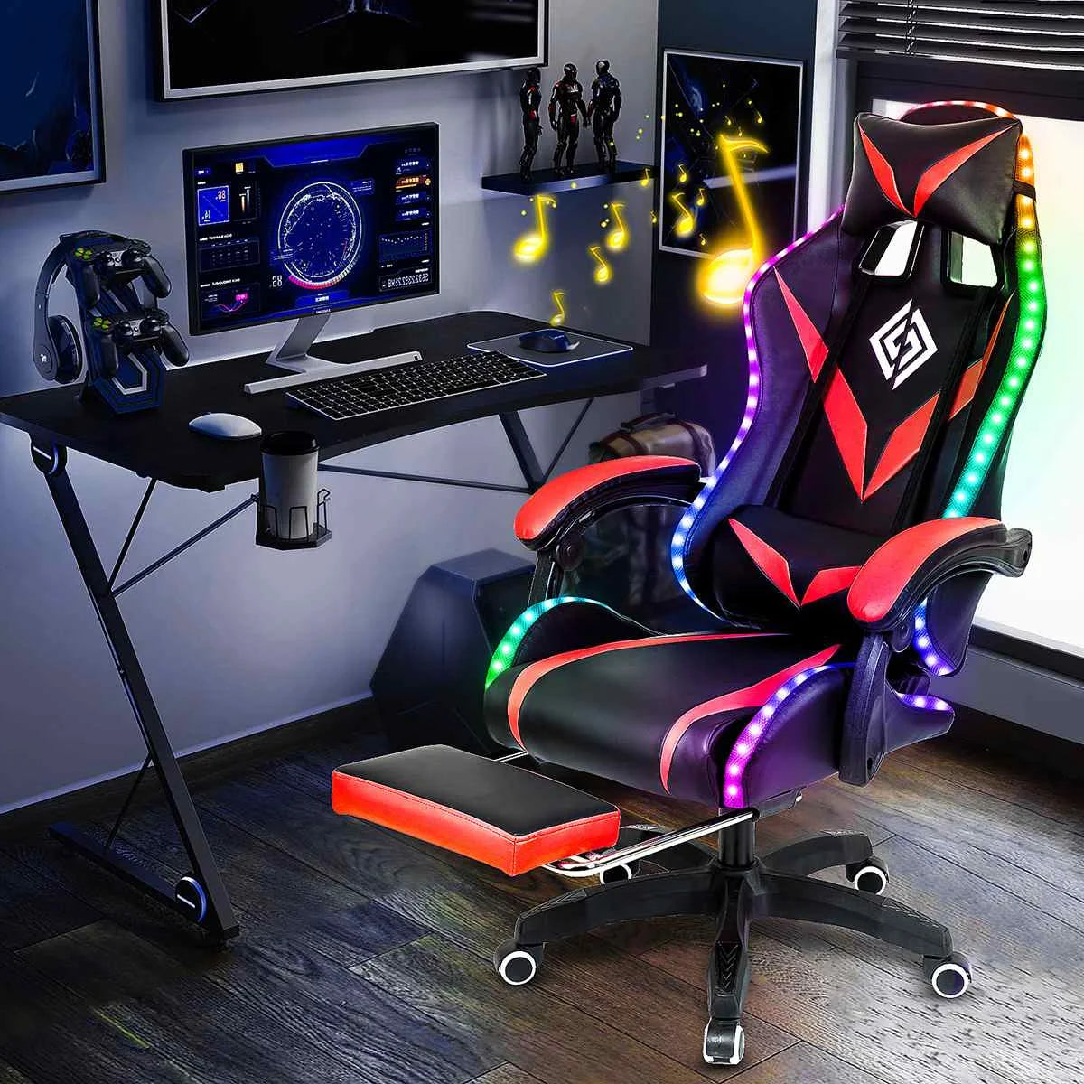 Gaming Chair with Speakers RGB Massage Recliner Bluetooth