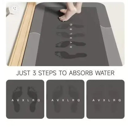 Diatomite Bath Mat Super Absorbent Non Slip Quick Dry Bathroom Mat