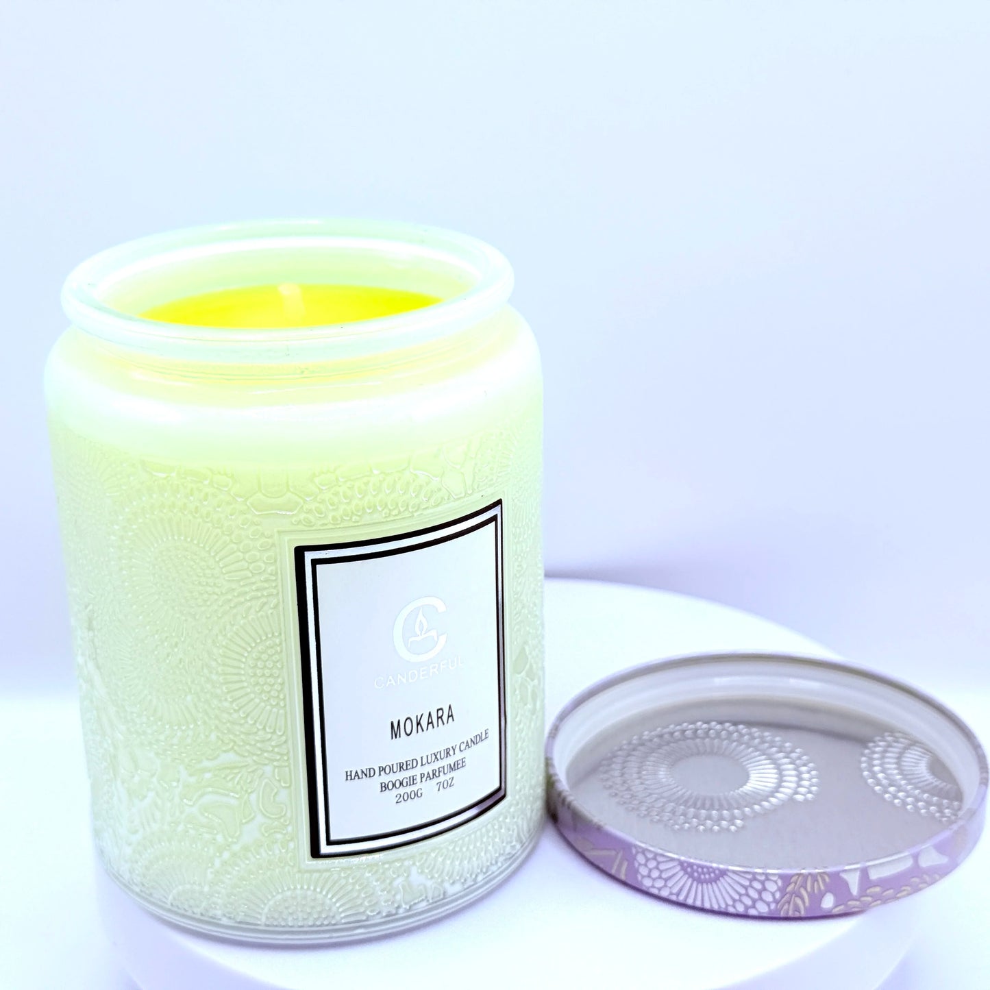 Scented Aromatherapy Candle Embossed Glass 5 Scents 40 Hour Burn