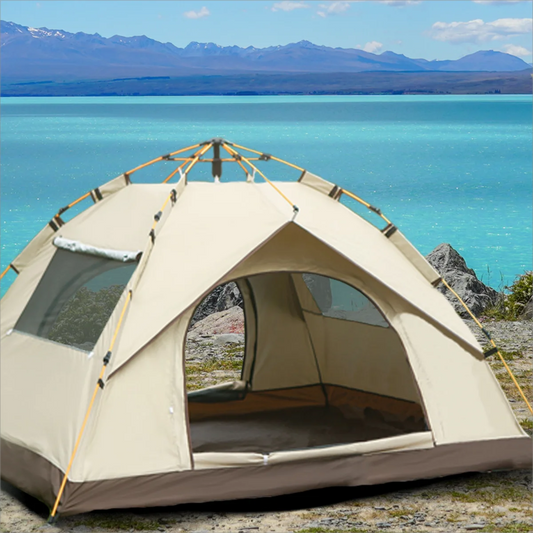 Outdoor Tent w/ 2 Doors, 2 Windows, One-Lift Automatic Open