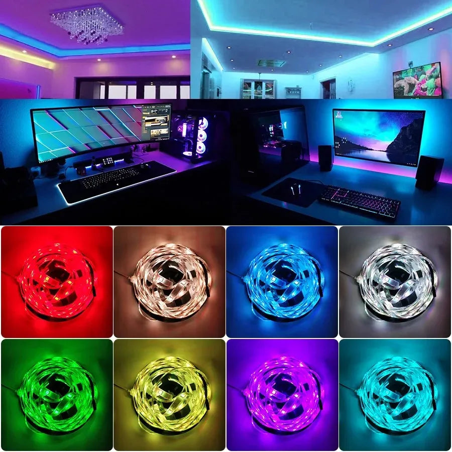 RGB LED Strip Lights 15M 20M 30M Bluetooth Controller Color Changing