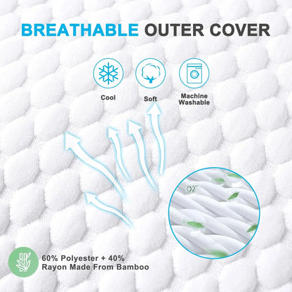 King Size Cooling Pillows Set of 2, Adjustable Shredded Memory Foam, Gel Infused 20x36 Inches