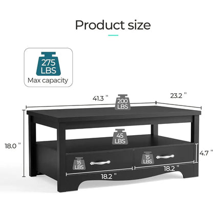 4-Piece Living Room Set with TV Stand for  up to 65" TV, Coffee Table, and 2 End Tables with Charging Stations