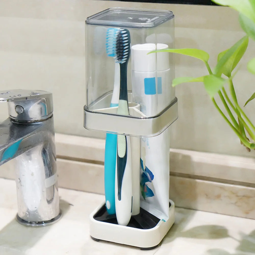 Toothbrush Holder With Cover Cup Storage Toothpaste Bathroom Organizer
