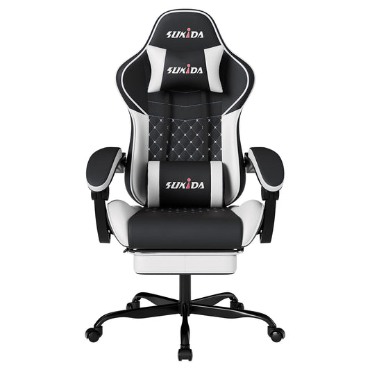 Gamer Chair w/ Massage, Lumbar Support, Swivel & Adjustable
