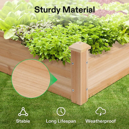 3-Tier Wooden Raised Garden Bed, 42.5x34.5x15 Inches Elevated Planter Box
