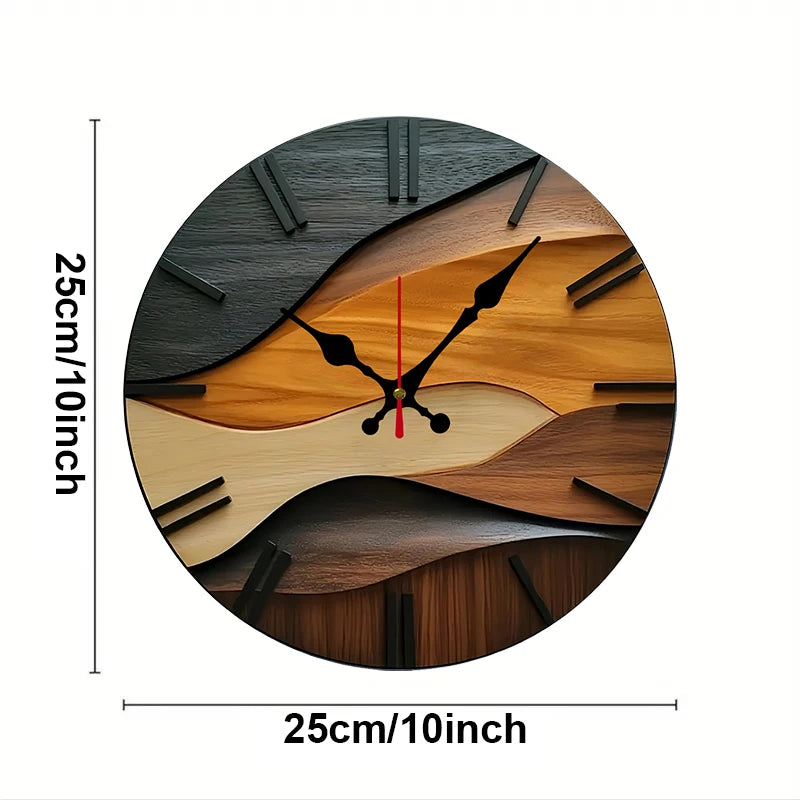 Nordic Wall Clock Modern 2D Flat Wooden Silent Hanging Design