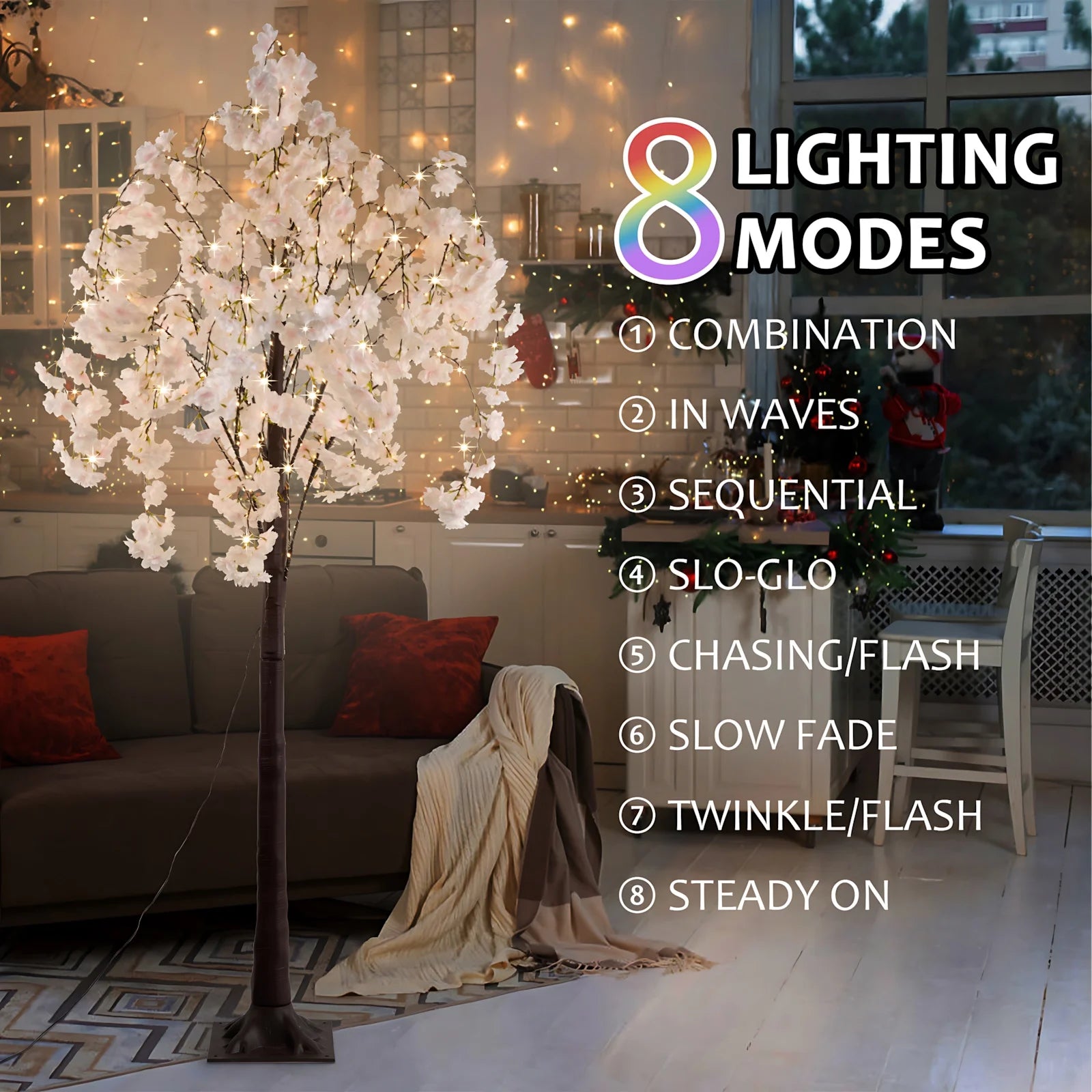 Cherry Blossom Tree Light 6ft 450 LED Warm Light Indoor Decor Tree