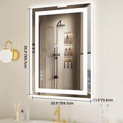 LED Mirror Tempered Glass with Memory Function Front & Backlit Light