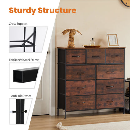 9 Drawer Dresser Tall Chest Organizer with Fabric Drawers