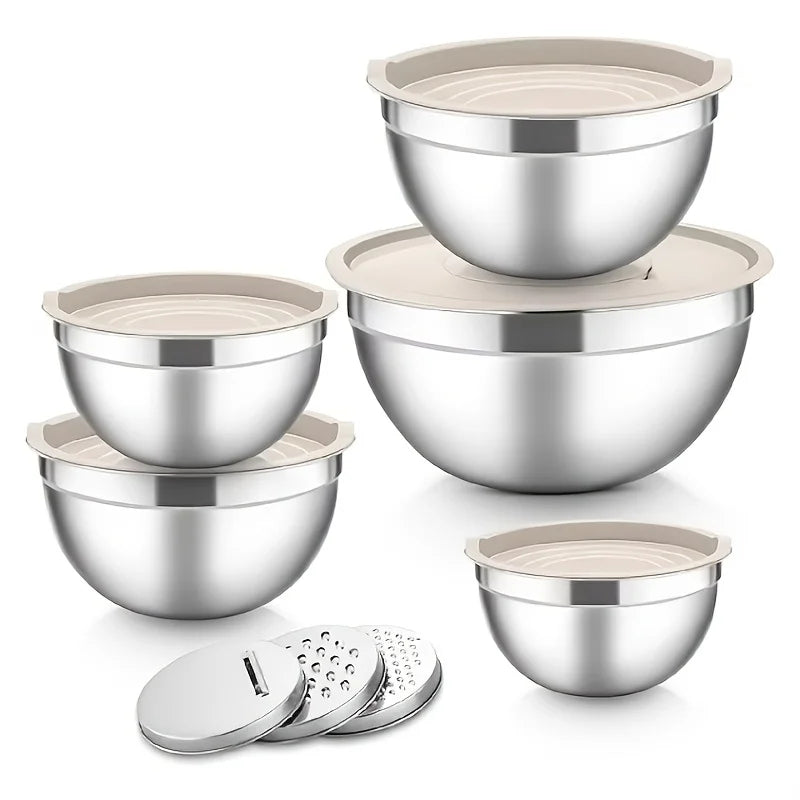 Stainless Steel Mixing Bowl Set 13 Piece With Lids and Graters