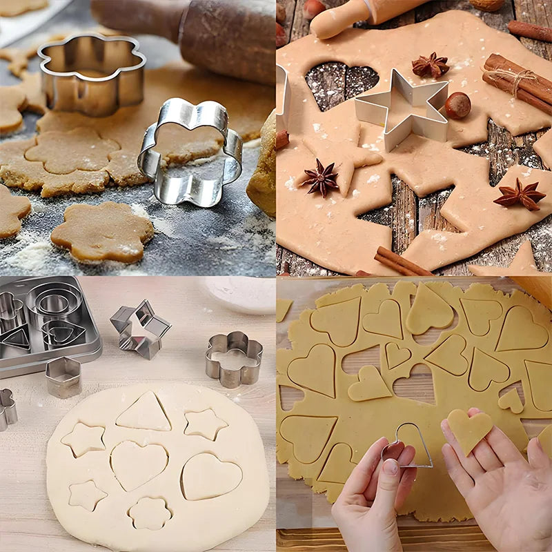 Cookie Cutter Set Stainless Steel Geometric Shapes with Clay Molds