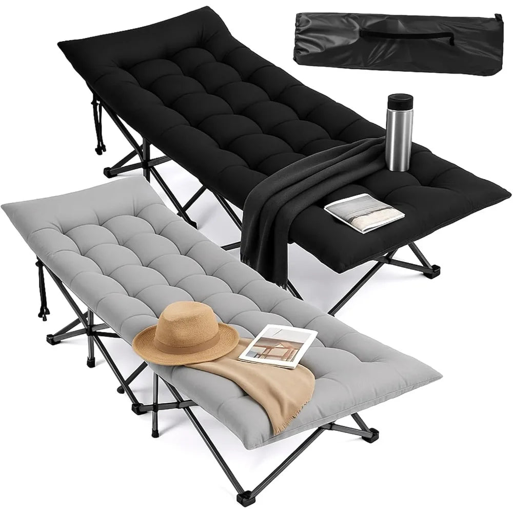 Folding Camping Cot With Mattress Pillow 1200D Oxford Carry Bag