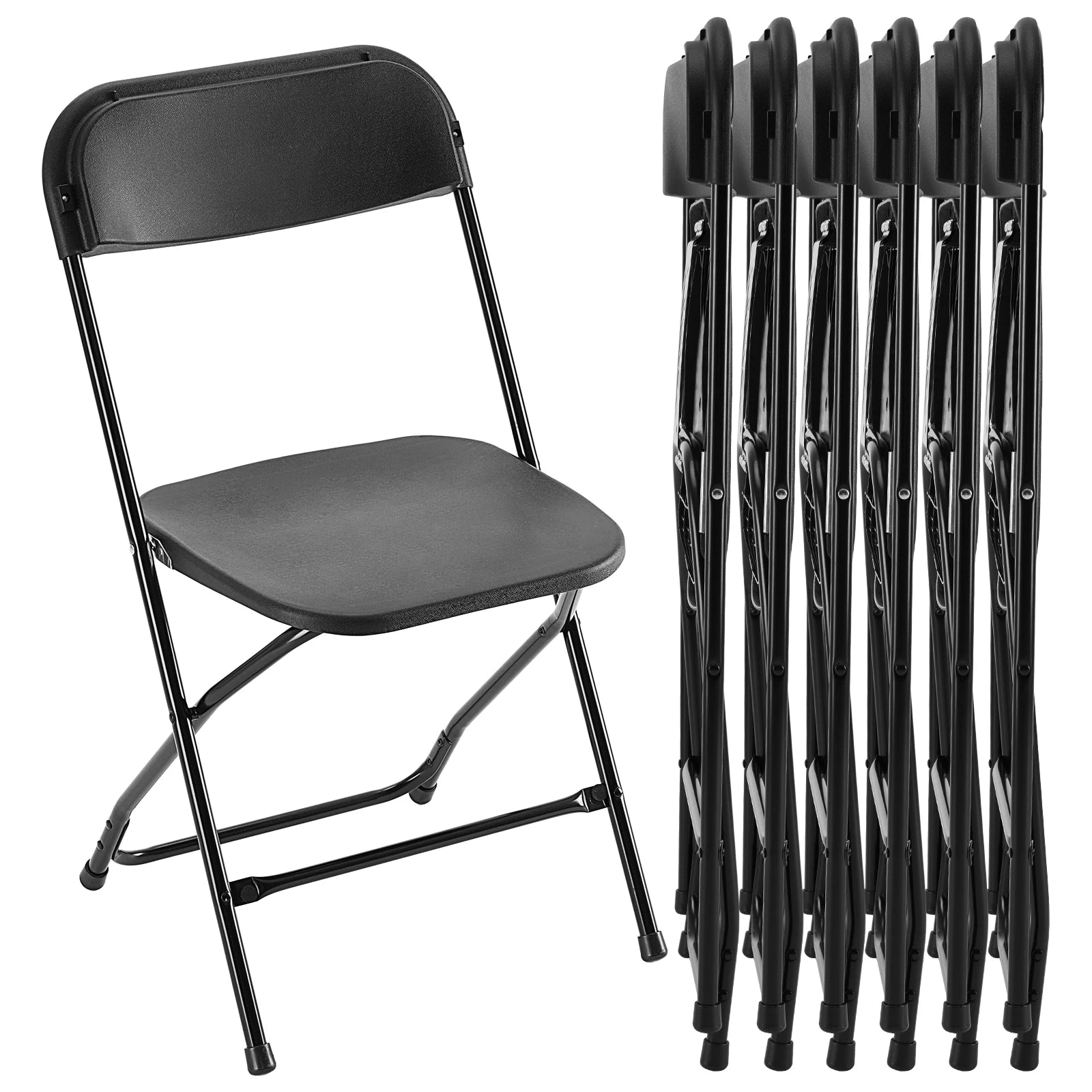 Folding Chair Plastic Seat Metal Frame 330LB Lightweight Portable
