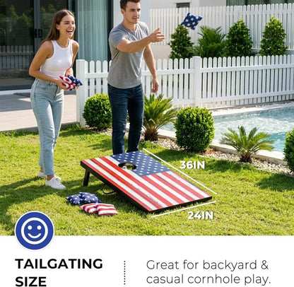 Portable Cornhole Board Set - Premium MDF Wood, 8 Bean Bags