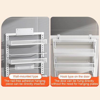 6-Tier Over The Door Pantry Organizer with Adjustable Baskets, Metal Wall Mount Spice Rack