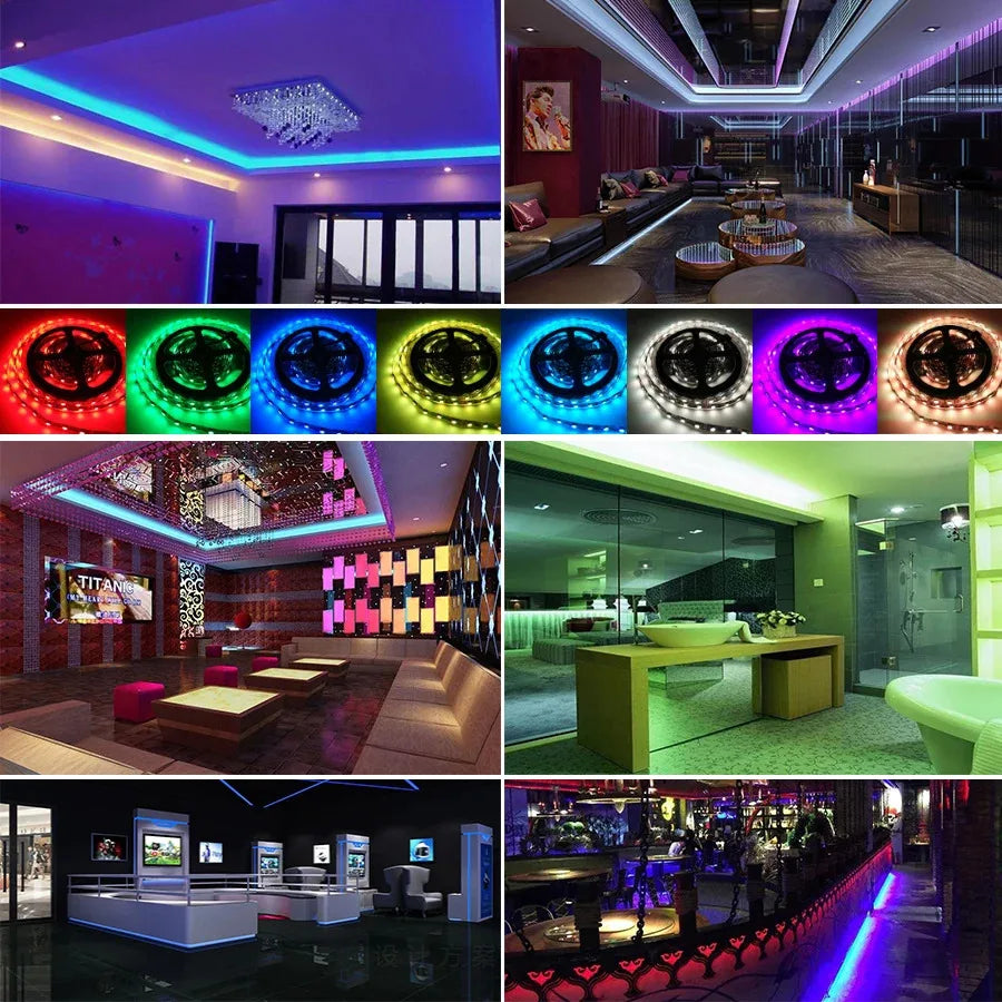 RGB LED Strip Lights 15M 20M 30M Bluetooth Controller Color Changing