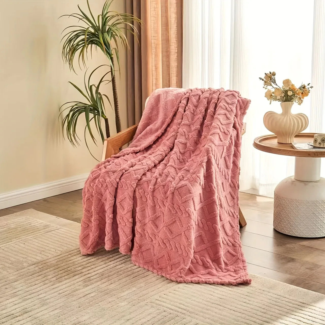 Lamb Fleece Blanket Soft Plush Warm Cozy Throw Blanket