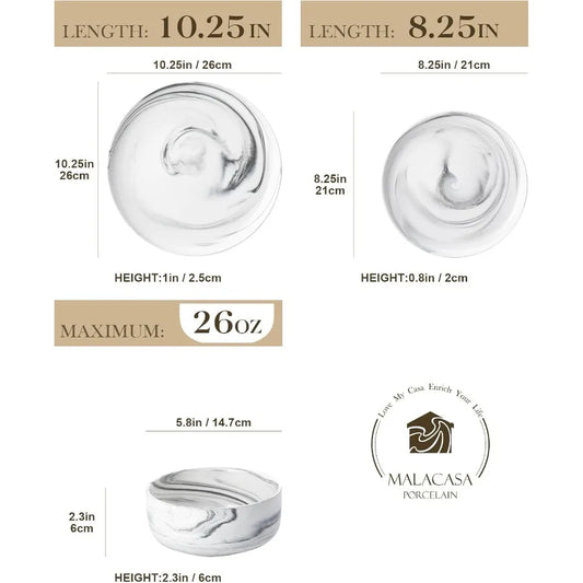 Porcelain Dinnerware Set 12-Piece Dishwasher & Chip Resistant