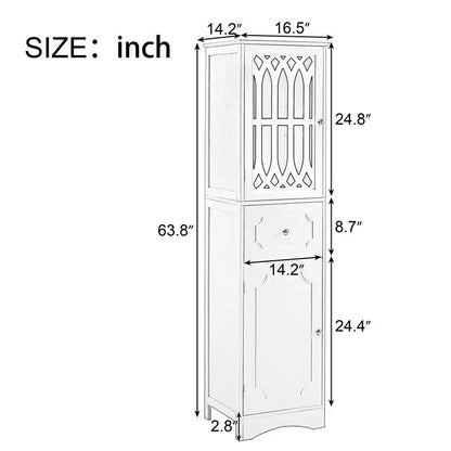 Freestanding Storage Cabinet Tall with Drawer Acrylic Door