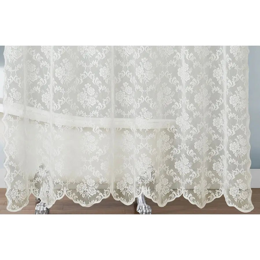 Ivory Shower Curtain with Valance Elegant Tassels Bathroom Curtain