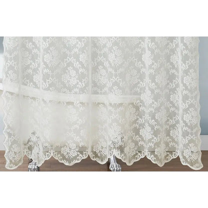 Ivory Shower Curtain with Valance Elegant Tassels Bathroom Curtain