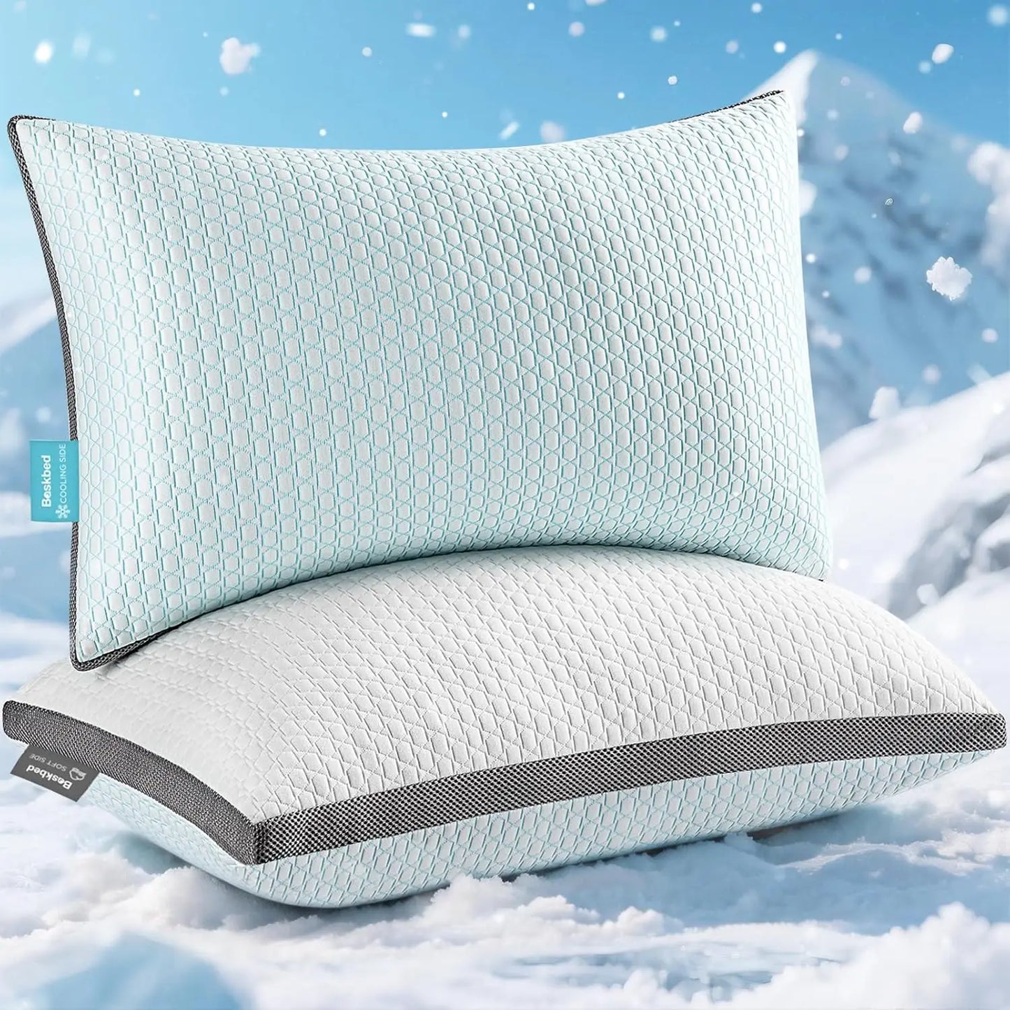 Cooling Pillows Queen Size, Set of 2, Shredded Memory Foam Pillows with Removable Cover