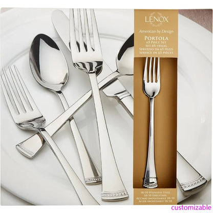 Flatware Set 65 Piece Portola Stainless Steel Silverware Set