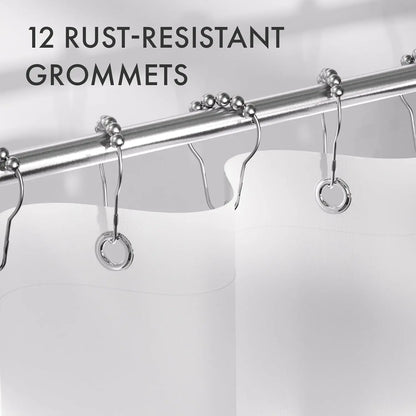 Black Shower Curtain Ombre 72x72 Set with 12 Hooks