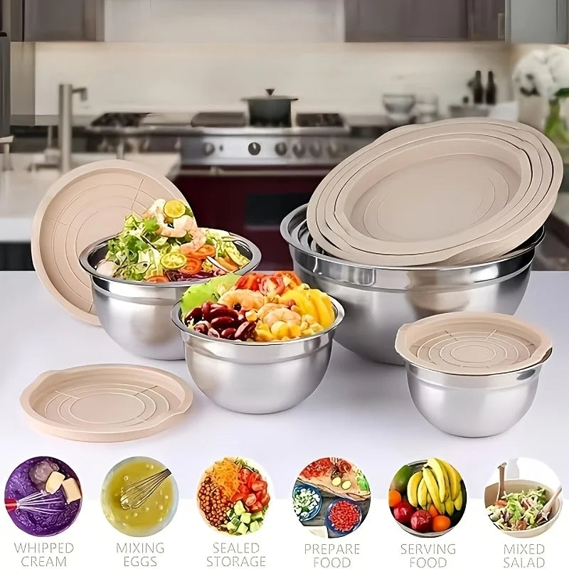 Stainless Steel Mixing Bowl Set 13 Piece With Lids and Graters