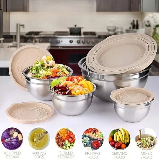 Stainless Steel Mixing Bowl Set 13 Piece With Lids and Graters