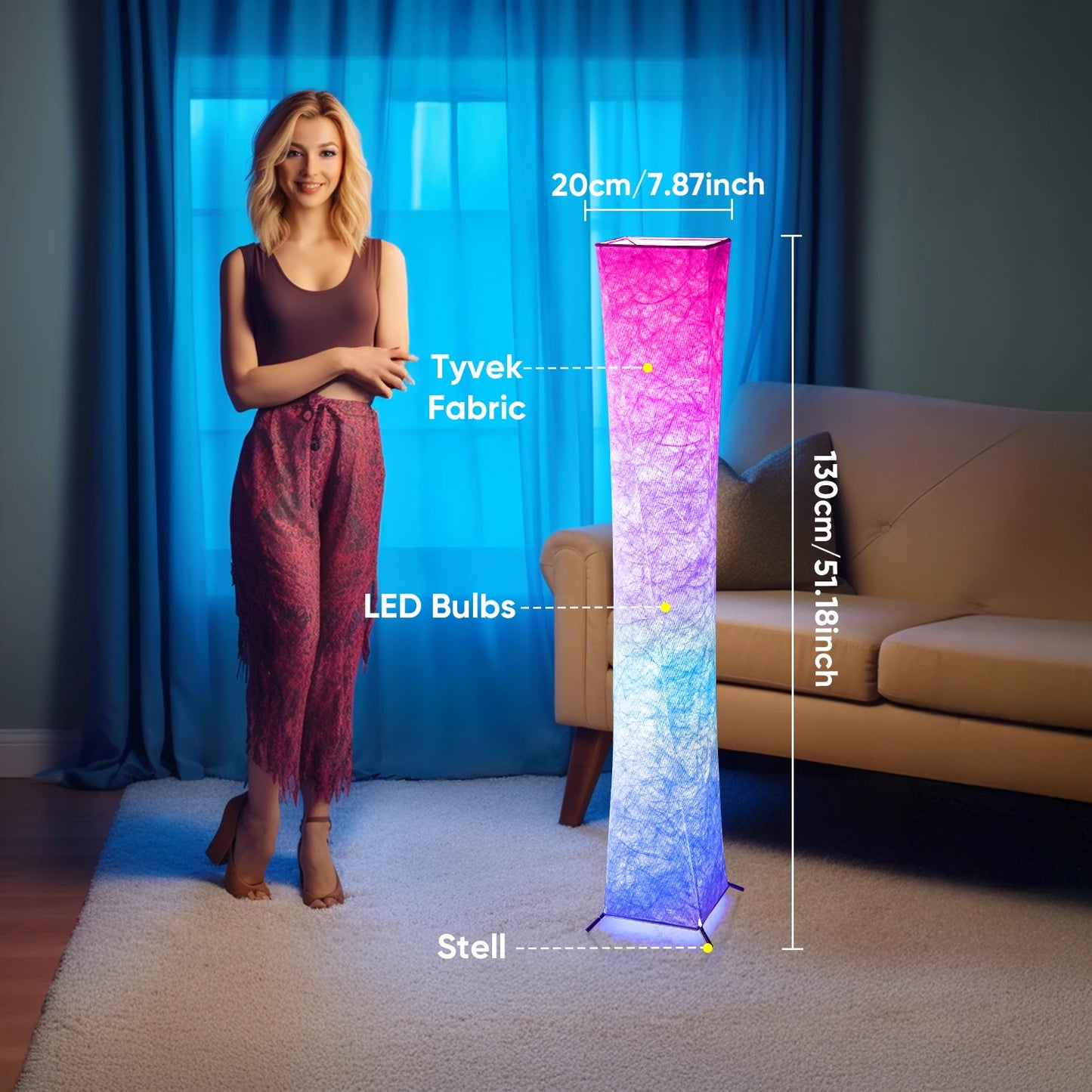Floor Lamp Soft Light RGB 16 Color Changing LED with Remote Control