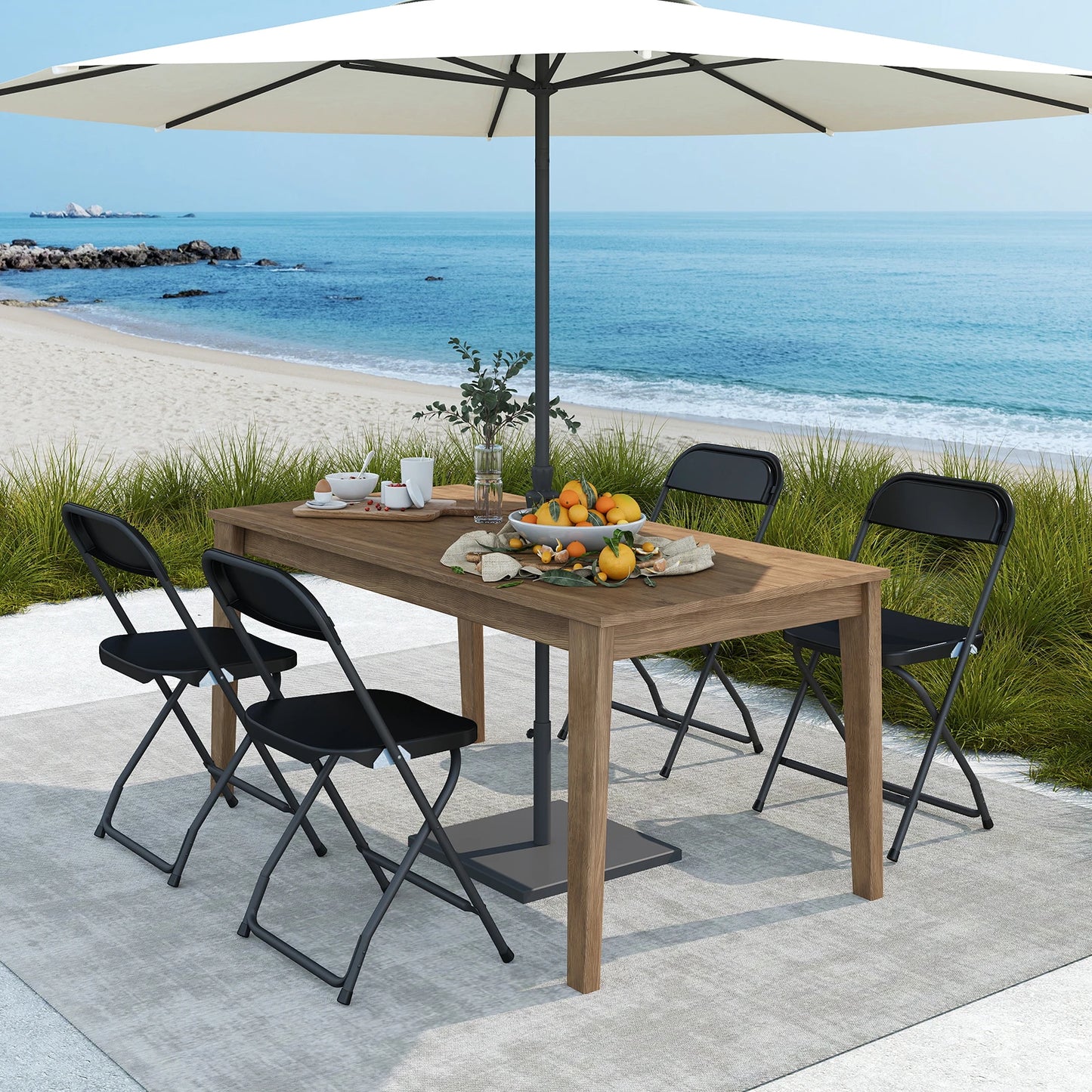 Folding Chair Plastic Seat Metal Frame 330LB Lightweight Portable