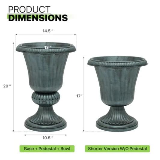 20" Urn Planters, Set of 2, Weatherproof