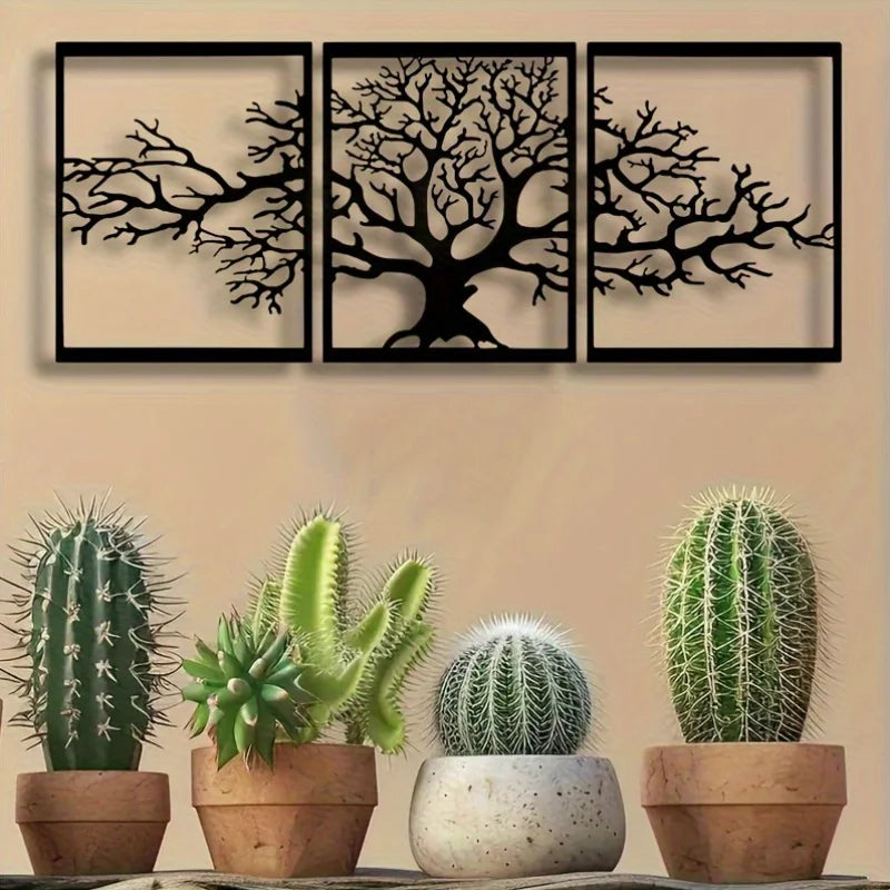Tree of Life Metal Wall Art 3Pcs Set Unique Wall Hanging Decor