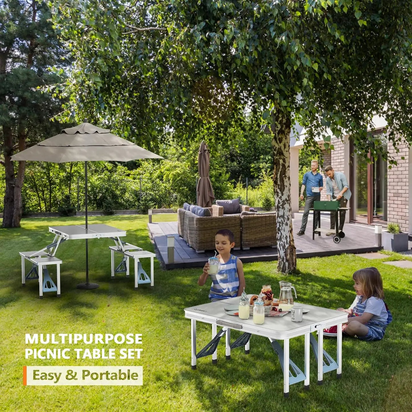4Ft Folding Picnic Table, Weight capacity 265 Lbs,, Lightweight, Fold Up, Carrying Case
