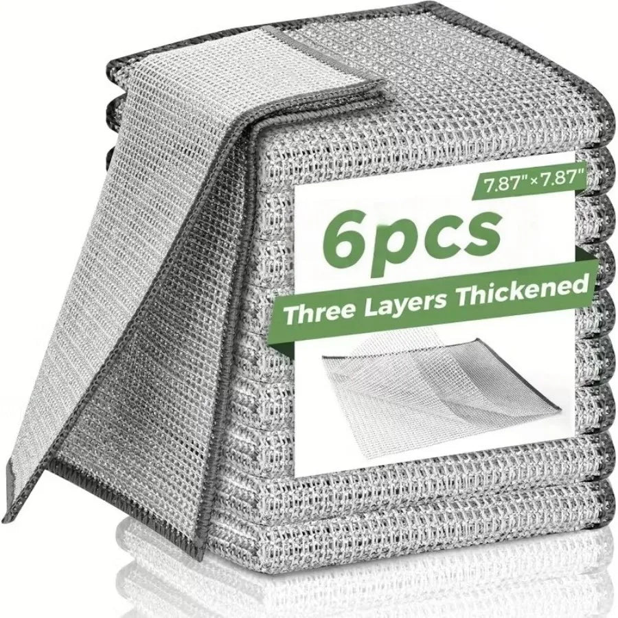 Stainless Steel Scrubber Pads 6 Pack Heavy Duty Non Scratch Reusable