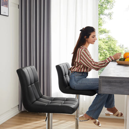 PU Leather Bar Stools Set of 3 26 Inch Swivel Counter Height Chairs