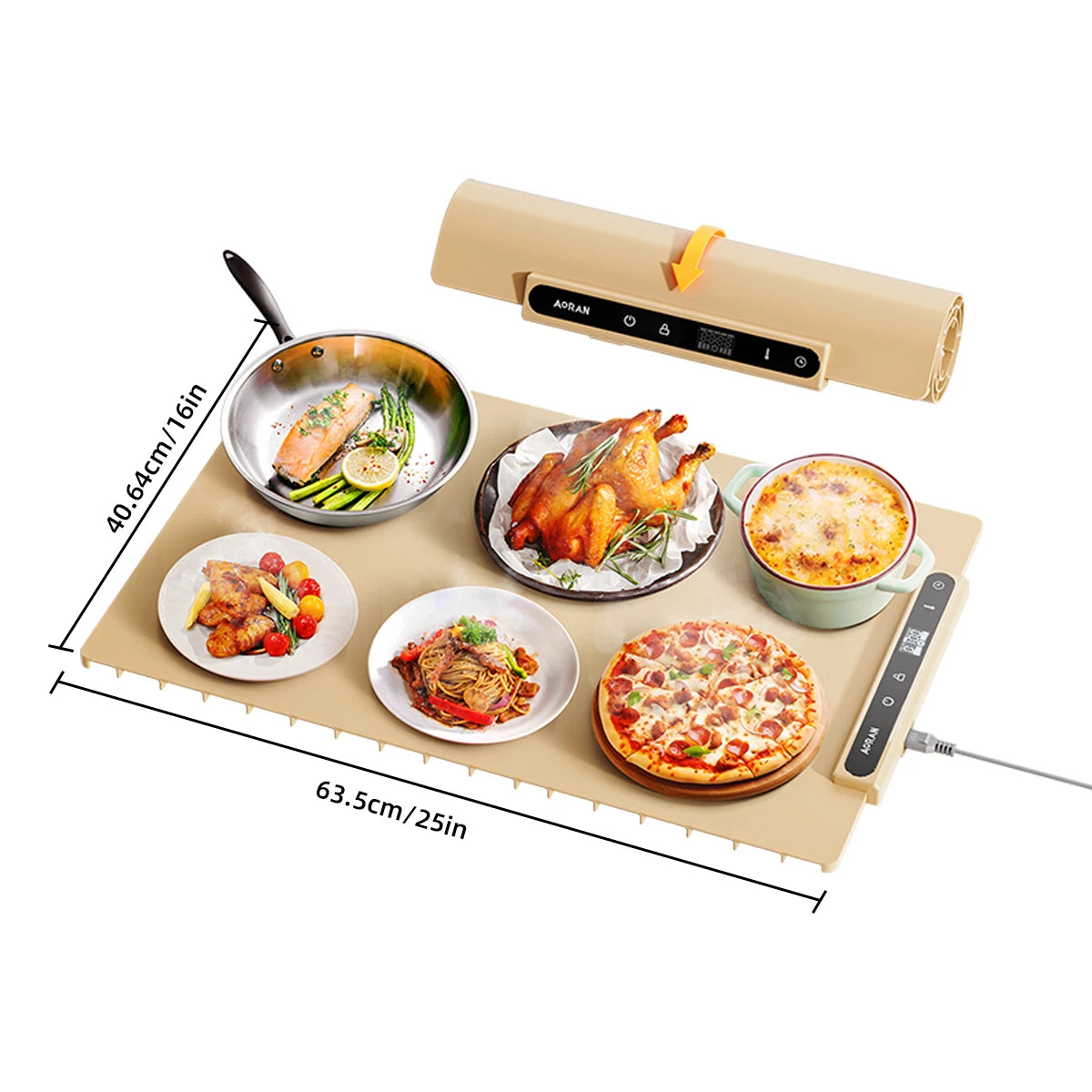 Food Warming Plate Adjustable Temperature Silicone Foldable