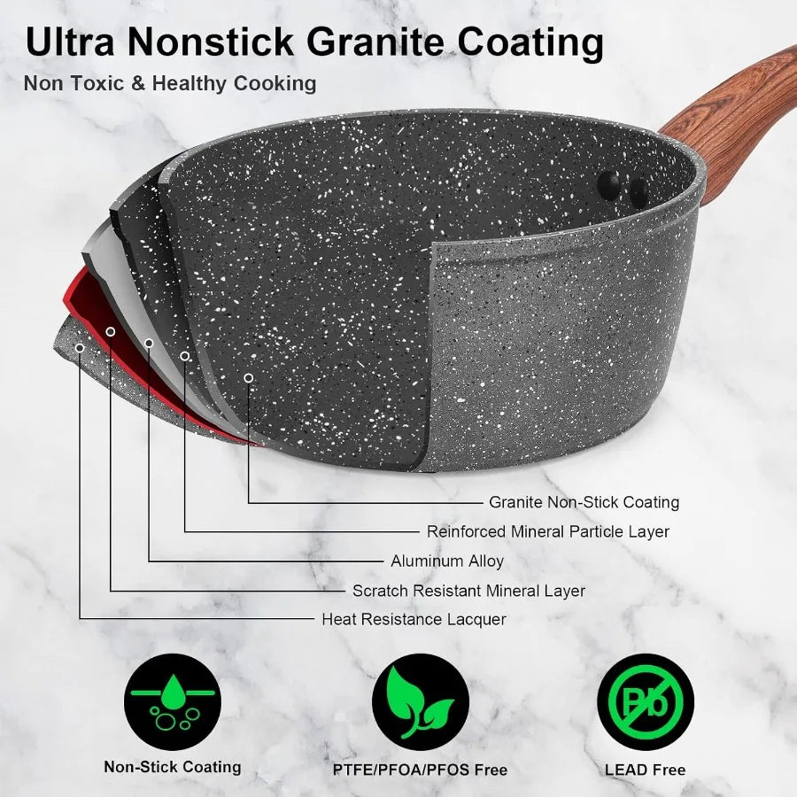 Granite Cookware Set 11 Piece Die Cast Pots and Pans Induction